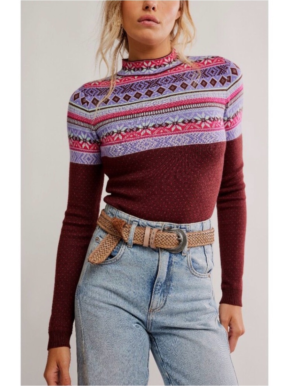 Free People Winter Warmer Bodysuit / Maple Combo NWT Size L